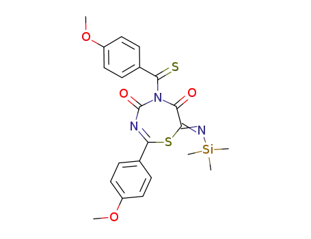2-(4-methoxy-phenyl)-5-(4-methoxy-thiobenzoyl)-7-trimethylsilanylimino-[1,3,5]thiadiazepine-4,6-dione
