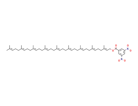 Molecular Structure of 108193-67-5 (3,5-dinitro-benzoic acid-(3,7,11,15,19,23,27,31,35-nonamethyl-hexatriaconta-2<i>t</i>,6<i>t</i>,10<i>t</i>,14<i>t</i>,18<i>t</i>,22<i>t</i>,26<i>t</i>,30<i>t</i>,34-nonaenyl ester))