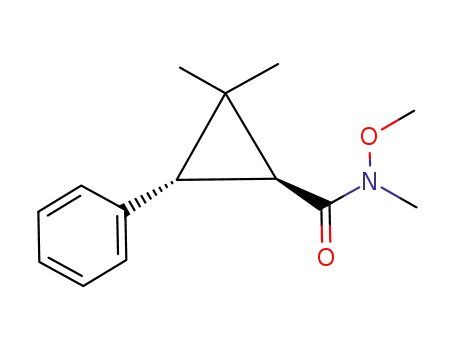 Molecular Structure of 134197-91-4 ((1S,3R)-2,2-Dimethyl-3-phenyl-cyclopropanecarboxylic acid methoxy-methyl-amide)