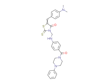 Molecular Structure of 104183-53-1 (5-(p-Dimethylaminobenzylidene)-3-<p-(4-phenylpiperazin-1-ylcarbamoyl)anilinomethyl>-4-oxo-thiazolidine-2-thione)