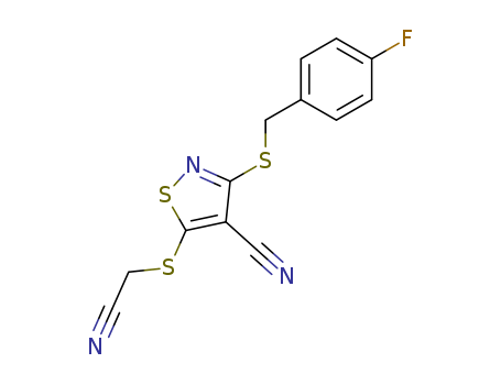 135489-20-2,5-[(cyanomethyl)sulfanyl]-3-[(4-fluorobenzyl)sulfanyl]isothiazole-4-carbonitrile,