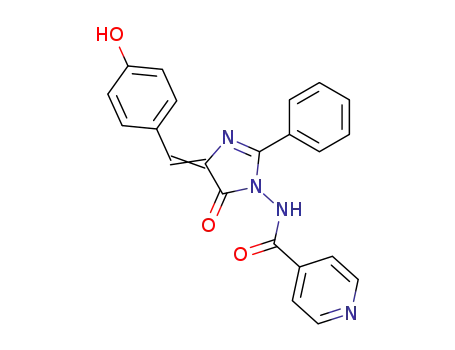 Molecular Structure of 139596-94-4 (4-Pyridinecarboxamide,
N-[4,5-dihydro-4-[(4-hydroxyphenyl)methylene]-5-oxo-2-phenyl-1H-imid
azol-1-yl]-)