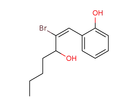 Molecular Structure of 133380-28-6 ((E)-2-bromo-1-(o-hydroxyphenyl)hept-1-en-3-ol)
