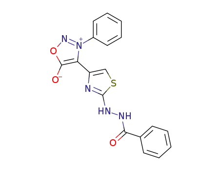 Molecular Structure of 155811-65-7 (4-(2-(2-Benzoylhydrazino)-4-thiazolyl)-5-hydroxy-3-phenyl-1,2,3-oxadia zolium inner salt)