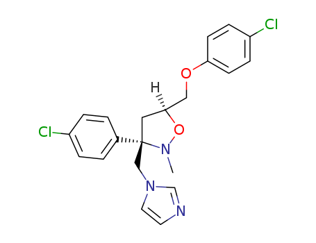 114372-38-2,5-((4-Chlorophenoxy)methyl)-3-(4-chlorophenyl)-3-((1H-imidazol-1-yl)methyl)-2- methylisoxazolidine,(?à)-cis-3-(4-Chlorophenyl)-3-(1H-imidazol-1-ylmethyl)-2-methyl-5-(4-chlorophenoxymethyl)isoxazolidine;PR 967-248