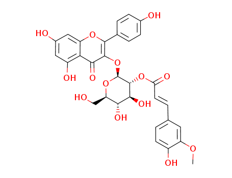 108887-49-6,Incanoside,3-O-β-D-(2-O-feruloyl)glucosylkaempferol;(E)-3-(4-Hydroxy-3-methoxy-phenyl)-acrylic acid (2S,3R,4S,5S,6R)-2-[5,7-dihydroxy-2-(4-hydroxy-phenyl)-4-oxo-4H-chromen-3-yloxy]-4,5-dihydroxy-6-hydroxymethyl-tetrahydro-pyran-3-yl ester;