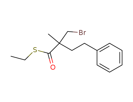 Molecular Structure of 112303-72-7 (Benzenebutanethioic acid, a-(bromomethyl)-a-methyl-, S-ethyl ester)