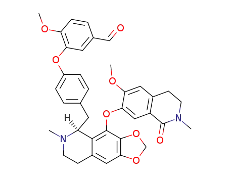 Molecular Structure of 89503-78-6 (Benzaldehyde,4-methoxy-3-[4-[[(5S)-5,6,7,8-tetrahydro-6-methyl-4-[(1,2,3,4-tetrahydro-6-methoxy-2-methyl-1-oxo-7-isoquinolinyl)oxy]-1,3-dioxolo[4,5-g]isoquinolin-5-yl]methyl]phenoxy]-)