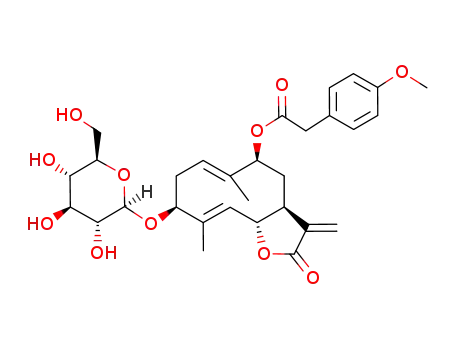 Benzeneacetic acid,4-methoxy-, (3aS,5S,6E,9S,10E,11aR)-9-(b-D-glucopyranosyloxy)-2,3,3a,4,5,8,9,11a-octahydro-6,10-dimethyl-3-methylene-2-oxocyclodeca[b]furan-5-ylester (9CI)