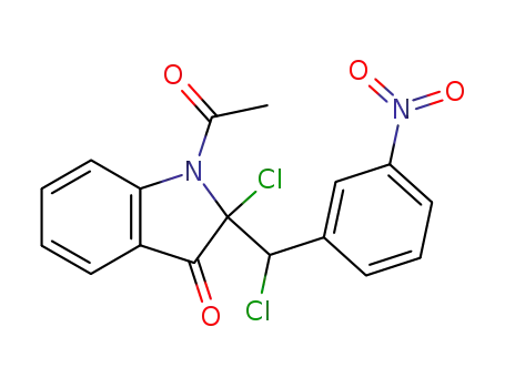 Molecular Structure of 144294-81-5 (3H-Indol-3-one,  1-acetyl-2-chloro-2-[chloro(3-nitrophenyl)methyl]-1,2-dihydro-)