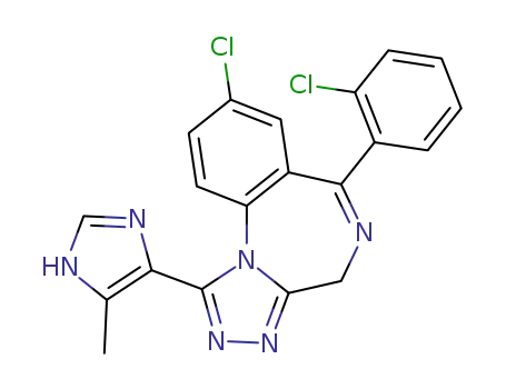 Molecular Structure of 117291-09-5 (8-chloro-6-(2-chlorophenyl)-1-(5-methyl-1H-imidazol-4-yl)-4H-[1,2,4]triazolo[4,3-a][1,4]benzodiazepine)