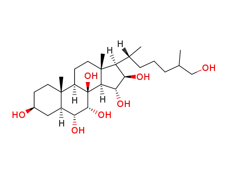Molecular Structure of 124649-08-7 (Cholestane-3,6,7,8,15,16,26-heptol, (3b,5a,6a,7a,15b,16b,25S)-)