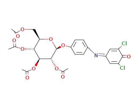 Molecular Structure of 129253-64-1 (2,6-dichlorophenolindophenyl 2,3,4,6-tetra-O-acetyl-β-D-glucopyranoside)