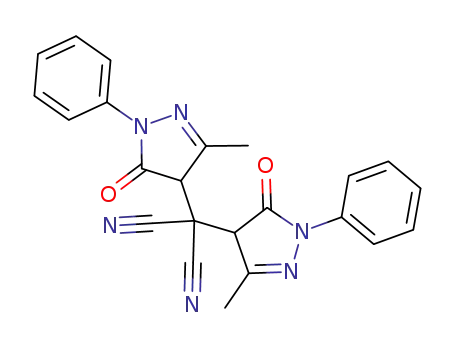 Molecular Structure of 41278-89-1 (Propanedinitrile,
bis(4,5-dihydro-3-methyl-5-oxo-1-phenyl-1H-pyrazol-4-yl)-)
