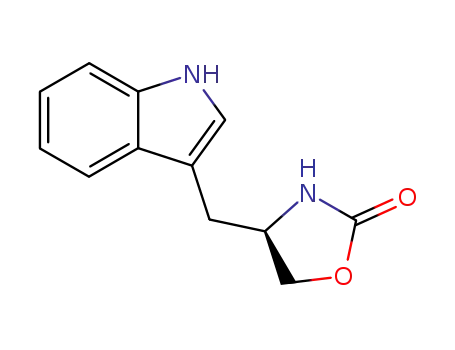 Molecular Structure of 157636-81-2 ((R)-(-)-4-(1H-INDOL-3-YLMETHYL)-2-OXAZOLIDINONE)