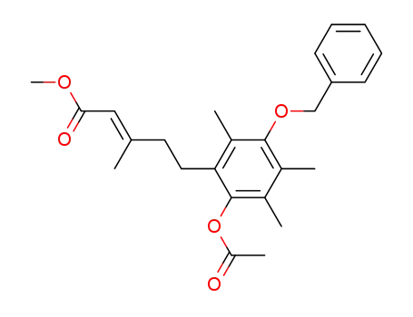 Molecular Structure of 194303-33-8 (2-Pentenoic acid,
5-[2-(acetyloxy)-3,4,6-trimethyl-5-(phenylmethoxy)phenyl]-3-methyl-,
methyl ester, (2E)-)