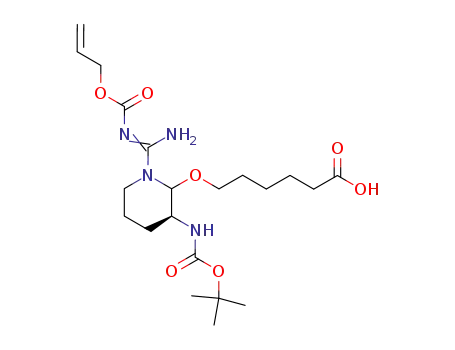 Molecular Structure of 241146-47-4 (6-((S)-1-{[(E)-Allyloxycarbonylimino]-amino-methyl}-3-tert-butoxycarbonylamino-piperidin-2-yloxy)-hexanoic acid)