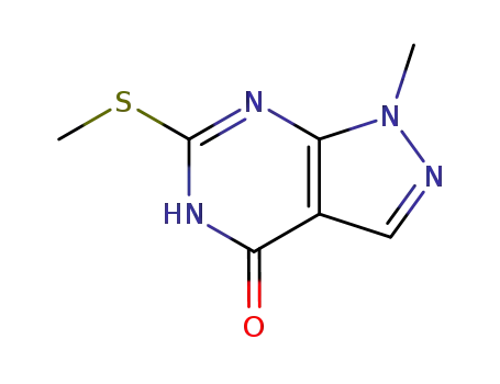 Molecular Structure of 5417-83-4 (1-methyl-6-(methylsulfanyl)-1,2-dihydro-4H-pyrazolo[3,4-d]pyrimidin-4-one)