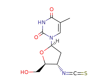Molecular Structure of 130945-07-2 (1-[(2R,4S,5S)-5-(hydroxymethyl)-4-isothiocyanato-oxolan-2-yl]-5-methyl-pyrimidine-2,4-dione)