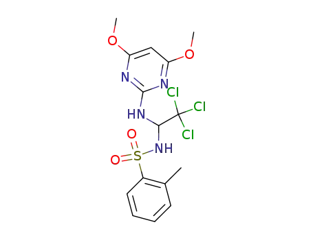 N-<(4,6-Dimethoxypyrimidin-2-ylamino)-2,2,2-trichlorethyl>toluol-2-sulfonsaeureamid