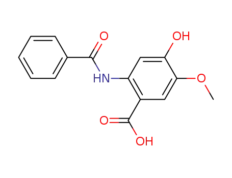 Molecular Structure of 89625-46-7 (Benzoic acid, 2-(benzoylamino)-4-hydroxy-5-methoxy-)