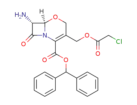 Molecular Structure of 77930-74-6 ((6R,7R)-7-Amino-3-(2-chloro-acetoxymethyl)-8-oxo-5-oxa-1-aza-bicyclo[4.2.0]oct-2-ene-2-carboxylic acid benzhydryl ester)