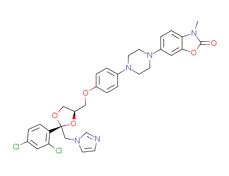 1-<3-methylbenzoxazol-2(3H)-on-6-yl>-4-<4-<<cis-2-(2,4-dichlorophenyl)-2-(1H-imidazol-1-ylmethyl)-1,3-dioxolan-4-yll>methyleneoxy>phenyl>piperazine