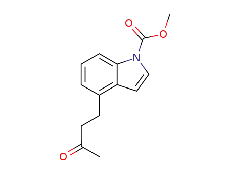 Molecular Structure of 73796-03-9 (1-methoxycarbonyl-4-(3-oxo-1-butyl)indole)