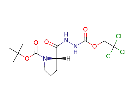 Molecular Structure of 87329-18-8 (1,2-Pyrrolidinedicarboxylic acid, 1-(1,1-dimethylethyl) ester,
2-[2-[(2,2,2-trichloroethoxy)carbonyl]hydrazide], (S)-)