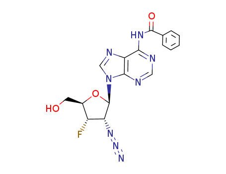 Molecular Structure of 195304-70-2 (Adenosine, 2'-azido-N-benzoyl-2',3'-dideoxy-3'-fluoro-)