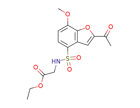 Molecular Structure of 105641-74-5 (Glycine, N-[(2-acetyl-7-methoxy-4-benzofuranyl)sulfonyl]-, ethyl ester)