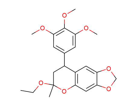 Molecular Structure of 116409-28-0 (6-ethoxy-6-methyl-8-(3,4,5-trimethoxyphenyl)-7,8-dihydro-6H-[1,3]dioxolo[4,5-g]chromene)