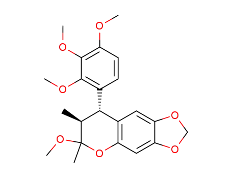 Molecular Structure of 116409-13-3 (6-methoxy-6,7-dimethyl-8-(2,3,4-trimethoxyphenyl)-7,8-dihydro-6H-[1,3]dioxolo[4,5-g]chromene)