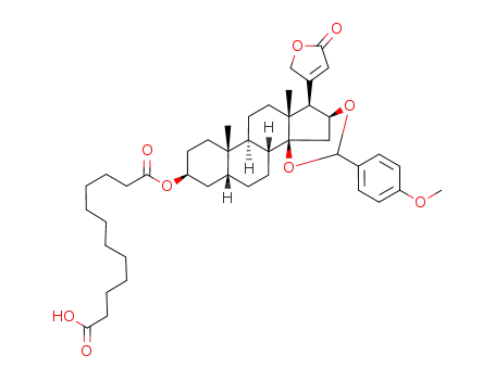 Molecular Structure of 190579-38-5 (hydrogen 14β,16β-O-(4-methoxybenzylidene)card-20(22)-enolide-3β-yl 1,10-decanedicarboxylate)