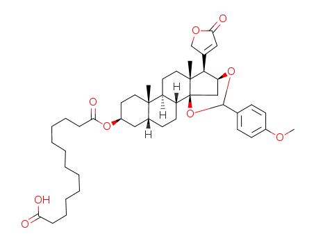 Molecular Structure of 190579-39-6 (hydrogen 14β,16β-O-(4-methoxybenzylidene)card-20(22)-enolide-3β-yl 1,11-undecanedicarboxylate)