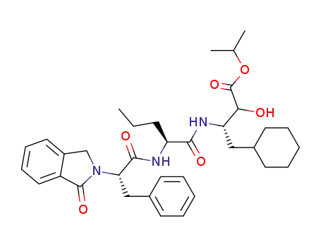 Molecular Structure of 139238-61-2 (4-cyclohexyl-2-hydroxy-3-((2-((2-(1-oxo-1,3-dihydroisoindol-2-yl)-3-phenylpropionyl)amino)pentanoyl)amino)butyric acid isopropyl ester)