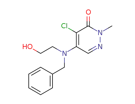 Molecular Structure of 66597-60-2 (3(2H)-Pyridazinone,4-chloro-5-[(2-hydroxyethyl)(phenylmethyl)amino]-2-methyl-)