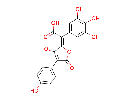 Molecular Structure of 104222-55-1 (Benzeneacetic acid,3,4,5-trihydroxy-a-[3-hydroxy-4-(4-hydroxyphenyl)-5-oxo-2(5H)-furanylidene]-,(aE)-)