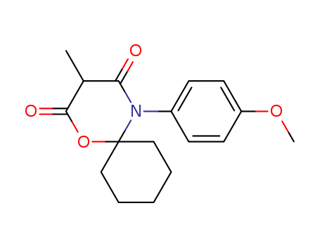 Molecular Structure of 141514-56-9 (1-Oxa-5-azaspiro[5.5]undecane-2,4-dione,
5-(4-methoxyphenyl)-3-methyl-)