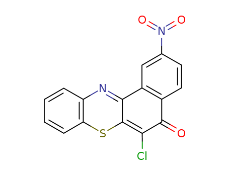 Molecular Structure of 111969-18-7 (5H-Benzo[a]phenothiazin-5-one, 6-chloro-2-nitro-)