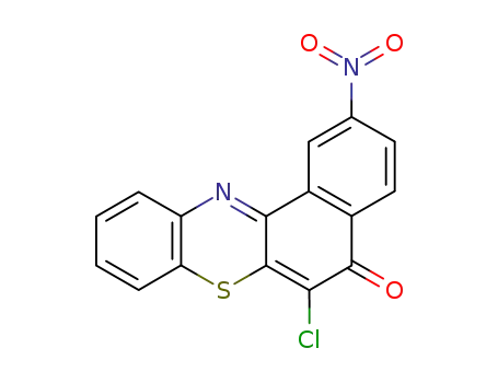 Molecular Structure of 111969-18-7 (5H-Benzo[a]phenothiazin-5-one, 6-chloro-2-nitro-)