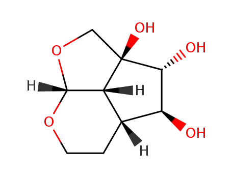 Molecular Structure of 103744-82-7 (2H-1,7-Dioxacyclopent[cd]indene-2a,3,4(3H)-triol,hexahydro-, (2aS,3R,4S,4aR,7aR,7bS)-)