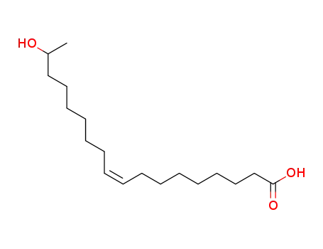 Molecular Structure of 4546-57-0 (9-Octadecenoic acid, 17-hydroxy-, (Z)-)
