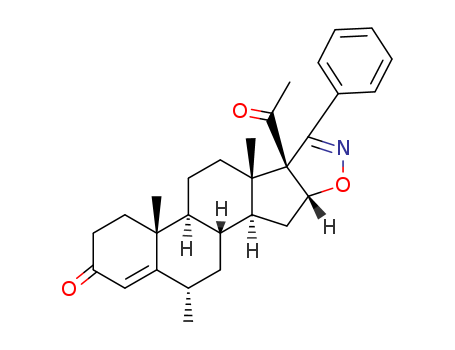 Pregn-4-eno[17,16a-d]-2'-isoxazoline-3,20-dione,6-methyl-3'-phenyl- (8CI)