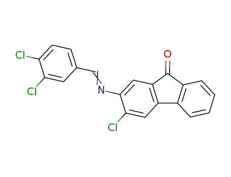 Molecular Structure of 7355-91-1 (3-chloro-2-{[(E)-(3,4-dichlorophenyl)methylidene]amino}-9H-fluoren-9-one)