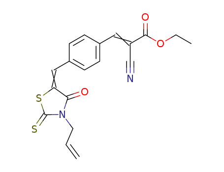 Molecular Structure of 29947-20-4 (ethyl (2E)-2-cyano-3-{4-[(4-oxo-3-prop-2-en-1-yl-2-thioxo-1,3-thiazolidin-5-ylidene)methyl]phenyl}prop-2-enoate)