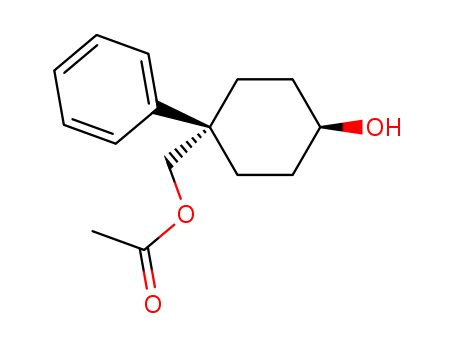 Cyclohexanemethanol, 4-hydroxy-1-phenyl-, a-acetate, trans-