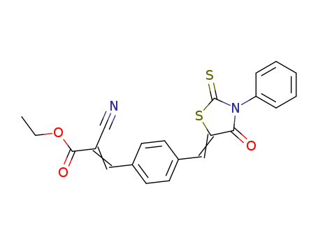 29947-21-5,ethyl (2E)-2-cyano-3-{4-[(4-oxo-3-phenyl-2-thioxo-1,3-thiazolidin-5-ylidene)methyl]phenyl}prop-2-enoate,Cinnamicacid, a-cyano-p-[(4-oxo-3-phenyl-2-thioxo-5-thiazolidinylidene)methyl]-,ethyl ester (8CI); NSC 409017