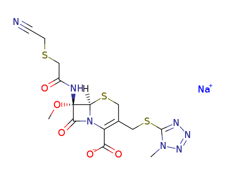 5-Thia-1-azabicyclo[4.2.0]oct-2-ene-2-carboxylicacid,7-[[2-[(cyanomethyl)thio]acetyl]amino]-7-methoxy-3-[[(1-methyl-1H-tetrazol-5-yl)thio]methyl]-8-oxo-,sodium salt (1:1), (6R,7S)-