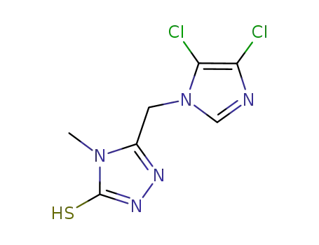 Molecular Structure of 175202-31-0 (5-[(4,5-DICHLOROIMIDAZOL-1-YL)METHYL]-4-METHYL-1,2,4-TRIZOLE-3-THIOL)